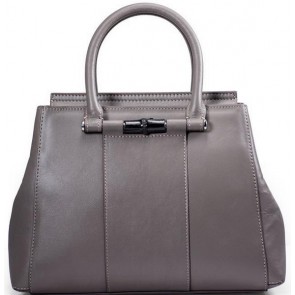 Gucci Lady Bamboo Leather Top Handle Bag 370816 Grey VS08997