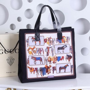 Gucci Large Horse Frame Print Tote Bag 387098 Black VS06776