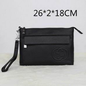 Gucci Original Grainy Leather Clutch G8016 Black VS02900