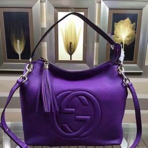 Gucci Soho Leather Hobo Bag Blue 408825 VS09178