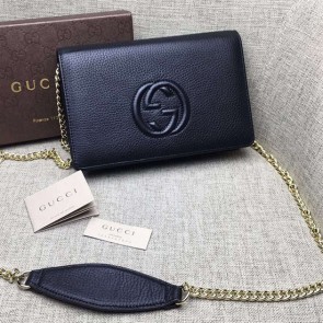 Gucci Soho Leather Mini Chain Bag Black 407041 VS06281