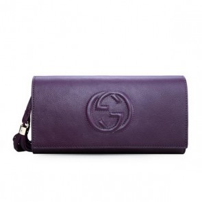 Gucci Soho Original Leather Clutch 336753 Purple VS03142