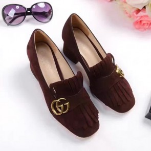 Gucci Suede Mid-heel Pump Coffee 461947 VS07057