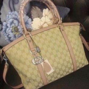 Gucci Vintage Web Canva Medium Top Handle Bag 341503 Light Pink VS07189