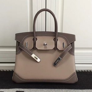 Hermes Birkin 30 Tote Bag in Swift Leather Light/Dark Grey HK1220 VS06247