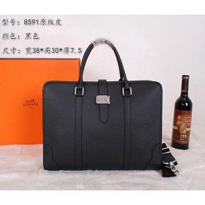 Hermes Briefcase Original Calf Leather H8591 Black VS06708