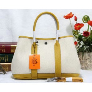 Hermes Garden Party 30cm Tote Bag Canvas Yellow VS09774