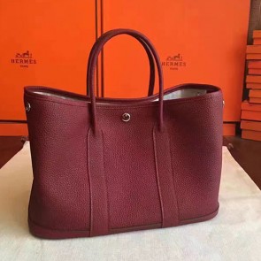 Hermes Garden Party 36 30 Tote Bag in Imported Togo Leather Burgundy VS06668