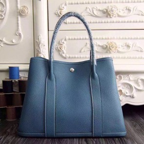 Hermes Garden Party 36 30 Tote Bag in Imported Togo Leather Denim Blue VS07504