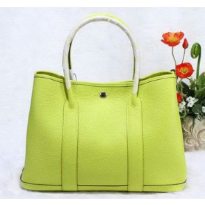Hermes Garden Party 36cm Tote Bag Grainy Leather Lemon VS06596