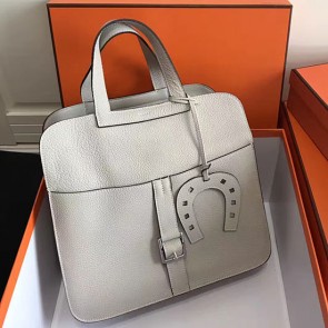 Hermes Halzan 31 Bag in Light Grey Taurillon Clemence Leather H070428 VS01981