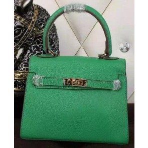 Hermes Kelly 20cm Tote Bag Litchi Leather K20 Green VS05709