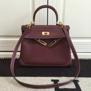 Hermes Kelly 28 Tote Bag in Fuchsia Swift Leather HK1220 VS06382