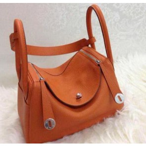 Hermes Lindy 30CM Original Leather Shoulder Bag HLD30 Orange VS09806