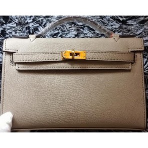 Hermes MINI Kelly 22cm Tote Bag Calf Leather K011 Grey VS08316