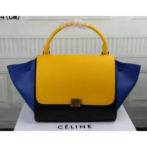 High Imitation Celine Trapeze Bag Original Leather C3342 Yellow&Black&Blue VS00118