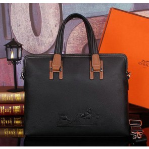 High Quality Hermes Briefcase Original Calf Leather HM9817 Black VS05210