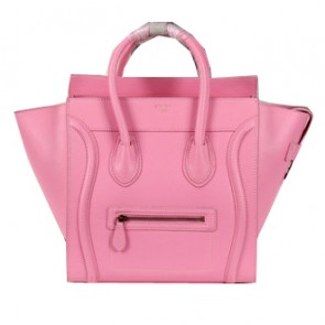 High Quality Imitation Celine Luggage Mini Boston Tote Bags Calfskin Leather CL3308 Pink VS06697