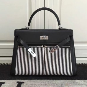 High Quality Replica Hermes Kelly Lakis 32 Tote Bag Black HB1112 VS00961