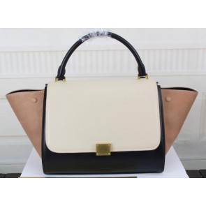 Hot Celine Trapeze Bag Original Litchi Leather CT3342 White&Black&Grey VS09097