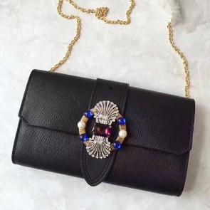 Hot Miu Miu Crystal Goat Leather Clutch Bag Black 5BF041 VS01230
