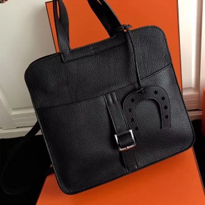 Hot Replica Hermes Halzan 31 Bag in Black Taurillon Clemence Leather H070428 VS06711