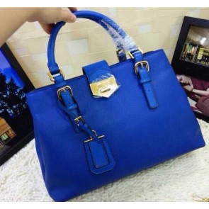Imitation 1:1 Newest Prada Original Calfskin Leather Tote BN8019 in Blue Fug VS06163
