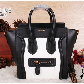Imitation AAA Celine Luggage Nano Bag Ferrari Leather CL3308S Black&White VS08941