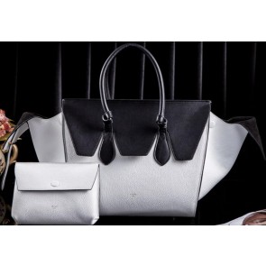 Imitation AAA Celine Tie Nano Top Handle Bags Original Leather C3052 White&Black VS08345