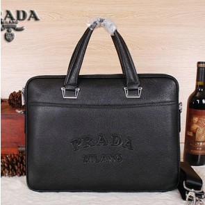 Imitation AAA Prada Original Leather Briefcase P80241 Black VS07588