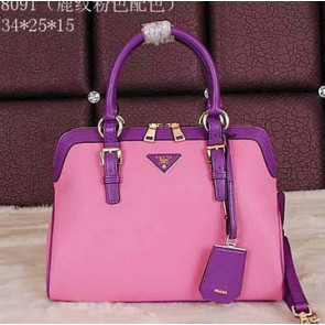 Imitation AAA Prada Smooth Leather Top Handle Bag BL8091 Pink VS06018