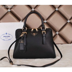 Imitation AAAAA Prada Calfskin Leather Tote Bag BN1093 Black VS03306