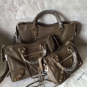 Imitation Balenciaga Classic Metallic Edge City Goat Leather Bag Dark Grey 101420 VS02250