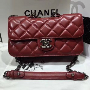 Imitation Best Chanel Red Quilted Calfskin Perfect Edge Bag Silver A14041 VS01256