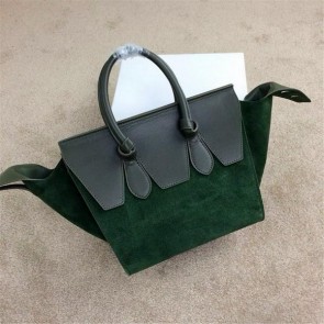 Imitation Celine Tie Nano Top Handle Bags Suede Leather C98313 Green VS05724