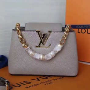 Imitation Cheap Louis Vuitton Taurillon Leather Capucines Mini Chain Grey M42935 VS07054