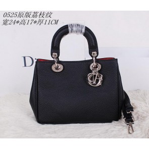Imitation Dior mini Diorissimo Bag Grainy Leather CD0525 Black VS05878