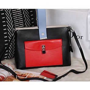 Imitation Dior Pocket Tote Bag Original Leather D0328 Black&Red VS01354