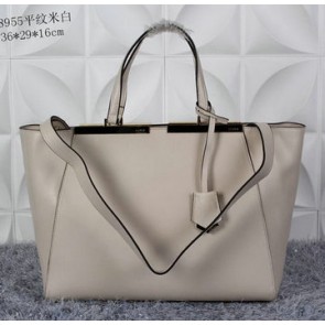 Imitation Fendi 2Jours Shoulder Bag Calfskin Leather F8955 OffWhite VS08081