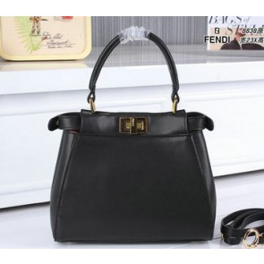 Imitation Fendi mini Peekaboo Bag Calfskin Leather FD8838 Black VS00455