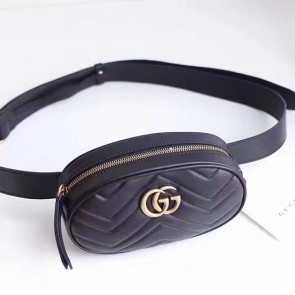 Imitation Gucci GG Marmont Matelasse Leather Belt Bag Black 476434 VS02926