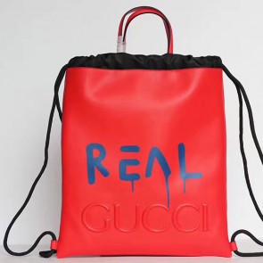 Imitation Gucci Guccighost Drawstring Backpack Red with Blue Print 474210 VS08301