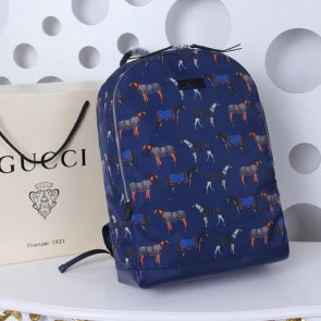 Imitation Gucci Horse Print Backpack 366523 Blue VS04843