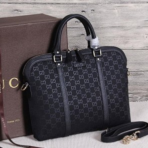 Imitation Gucci Nylon Guccissima Light Business Briefcase 368591 Black VS06563