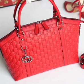Imitation Gucci Signature Leather Top Handle Bag Red 341503 VS05364