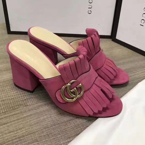 Imitation Gucci Suede Mid-heel Slide Rose 453495 VS03927