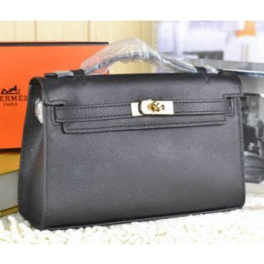 Imitation High Quality Hermes MINI Kelly 22cm Tote Bag Calfskin Leather Black VS08589