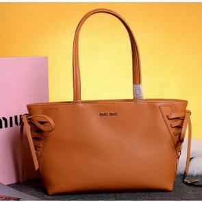 Imitation miu miu Grainy Leather Tote Bag 86333 Wheat VS03662