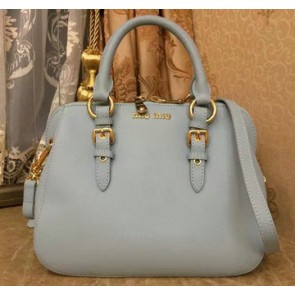 Imitation miu miu Madras Goat Leather Top-handle Bag RL0063 SkyBlue VS09328