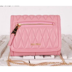 Imitation miu miu Matelasse Leather Flap Shoulder Bags BL0530 Pink VS00154